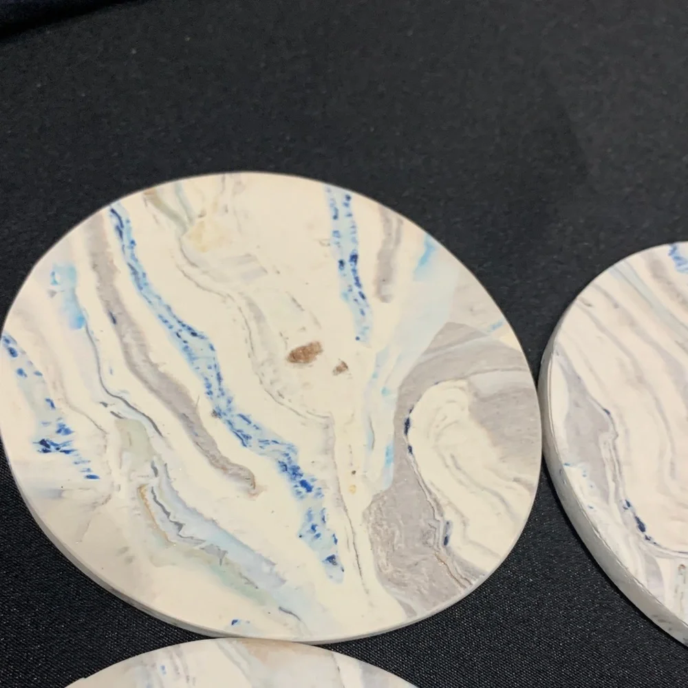 Clay Marble Design Patterned Coasters Set